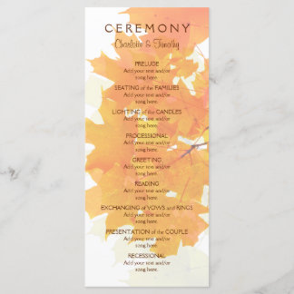 Autumn Maple Leaves Wedding Program Programme