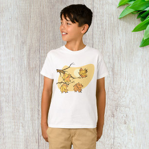 Autumn Maple Leaves with Branches and Sunset  T-Shirt