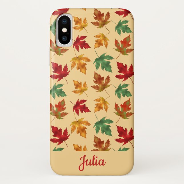 Autumn maple leaves with custom name Case-Mate iPhone case (Back)