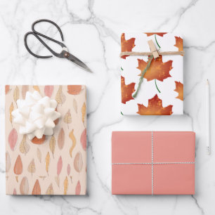 Autumn Maple Leaves Wrapping Paper Sheet