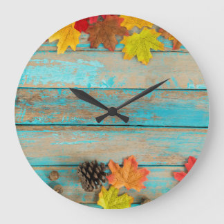 Autumn Maple: Pinecone Nature Frame. Large Clock