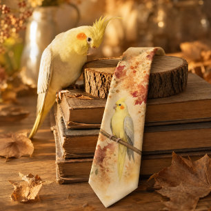Autumn Maple Watercolor Cockatiel Tie