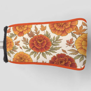Autumn marigold flower pattern golf head cover