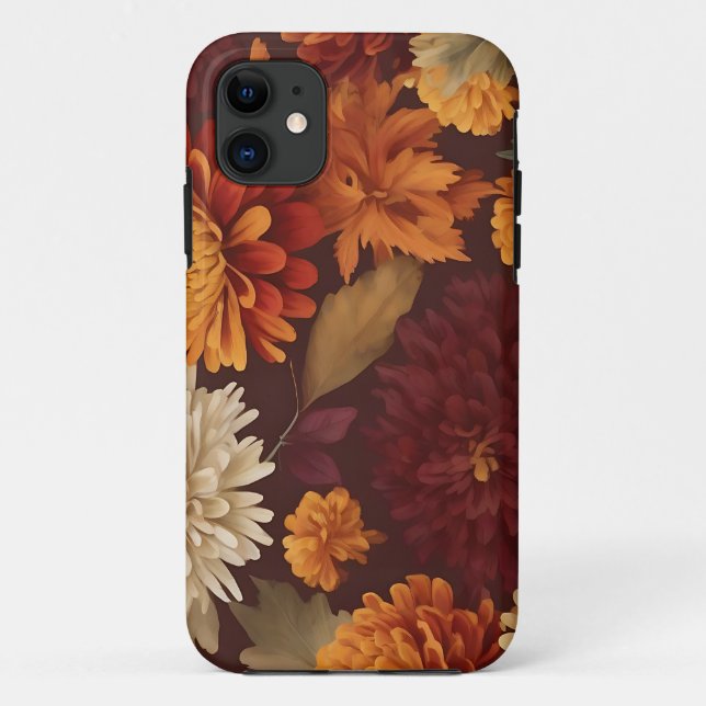 Autumn Marigolds Chrysanthemums and Asters Pattern Case-Mate iPhone Case (Back)