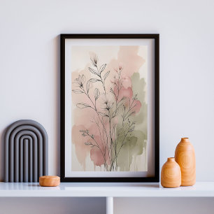 Autumn Meadow Whispers Watercolor Wildflower Poster