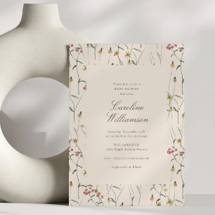 Autumn Meadow Wildflower Baby Shower Rustic Garden Invitation