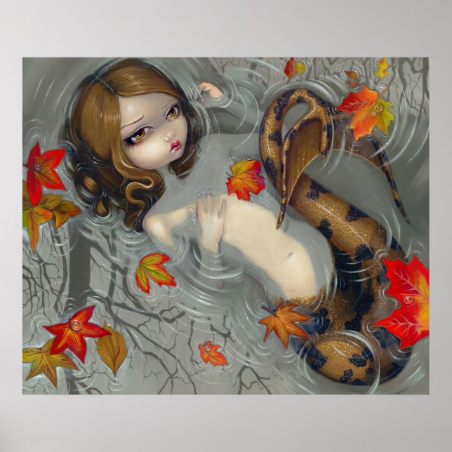 Autumn Mermaid fantasy Art Print (Front)