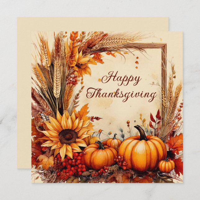Autumn Mix frame Thanksgiving Holiday Card (Front/Back)