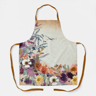 Autumn mixed watercolor floral apron