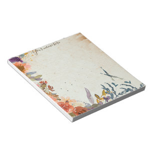 Autumn mixed watercolor floral personalised notepa notepad