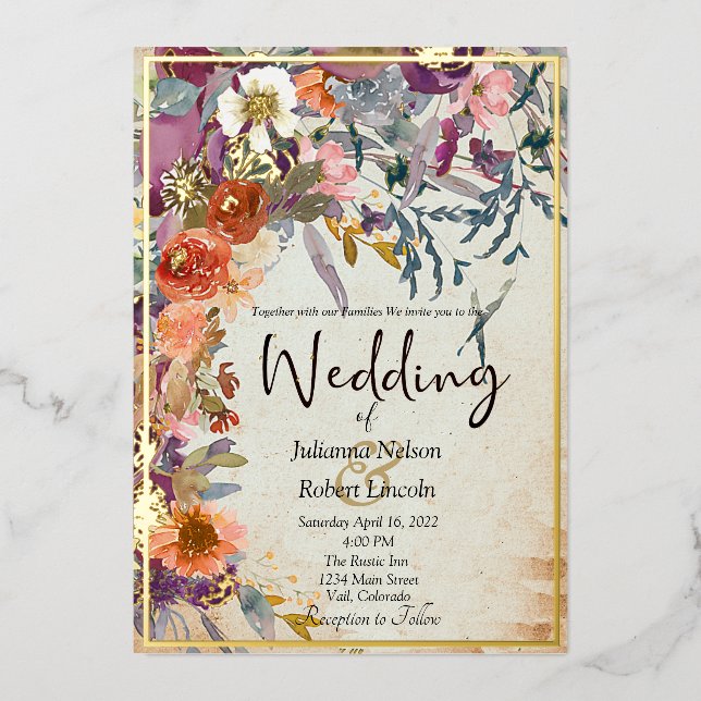 Autumn mixed watercolor floral wedding (Front)