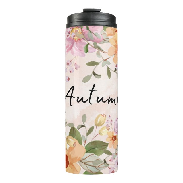 Autumn Modern botanical Elegant watercolor art Thermal Tumbler (Front)