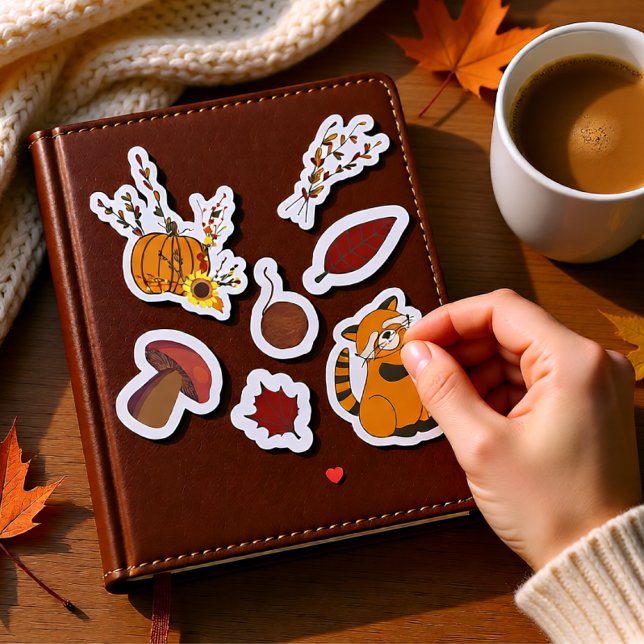 Autumn Mood pack 2 (Cozy Autumn Forest with Pumpkin, Raccoon & Leaves Sticker)