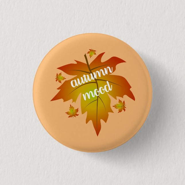Autumn mood typography maple leaves  3 cm round badge (Front)