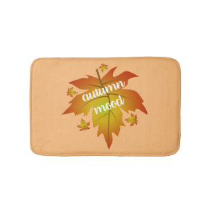 Autumn mood typography maple leaves bath mat