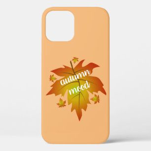 Autumn mood typography maple leaves iPhone 12 case