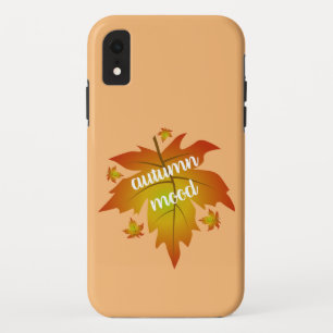 Autumn mood typography maple leaves   iPhone XR case