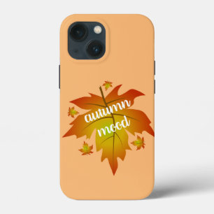 Autumn mood typography maple leaves   iPhone 13 mini case