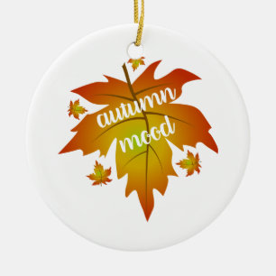 Autumn mood typography maple leaves ceramic tree decoration
