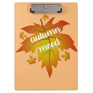 Autumn mood typography maple leaves clipboard