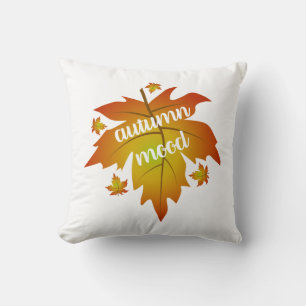 Autumn mood typography maple leaves   cushion