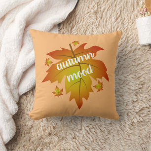 Autumn mood typography maple leaves cushion