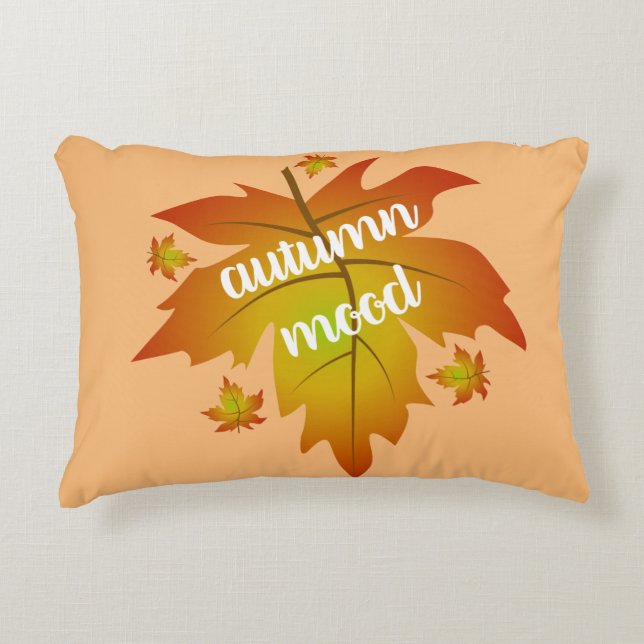 Autumn mood typography maple leaves  decorative cushion (Front)