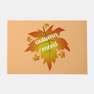 Autumn mood typography maple leaves  doormat