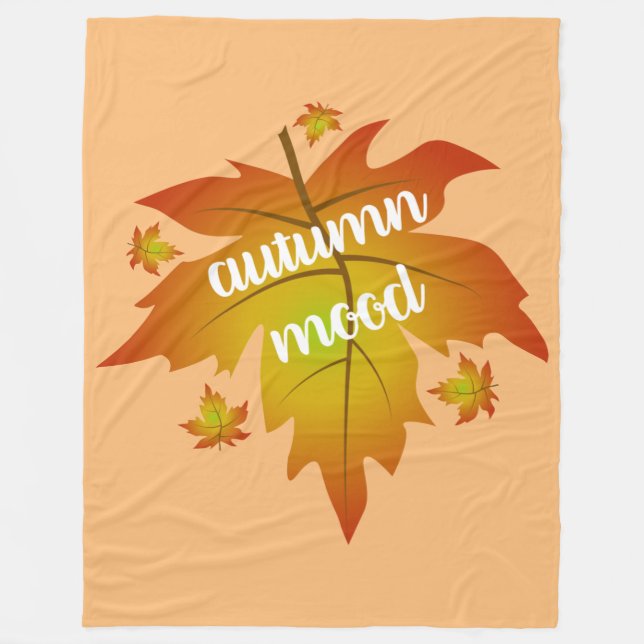 Autumn mood typography maple leaves   fleece blanket (Front)