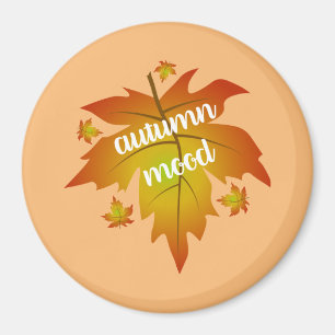 Autumn mood typography maple leaves magnet