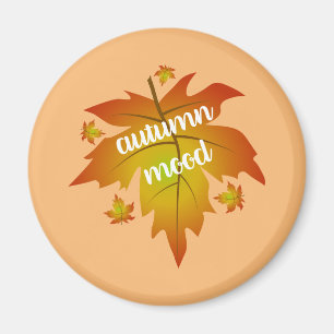 Autumn mood typography maple leaves  magnet
