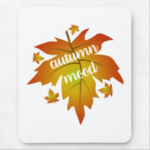 Autumn mood typography maple leaves mouse mat