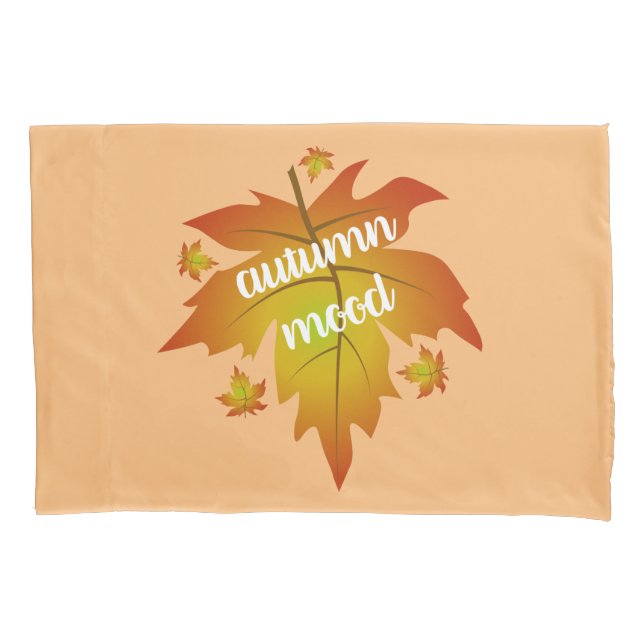 Autumn mood typography maple leaves  pillowcase (Front-Left)