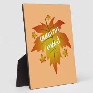Autumn mood typography maple leaves  plaque