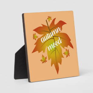 Autumn mood typography maple leaves  plaque