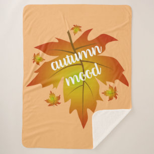 Autumn mood typography maple leaves   sherpa blanket