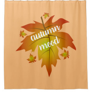 Autumn mood typography maple leaves shower curtain