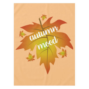 Autumn mood typography maple leaves  tablecloth