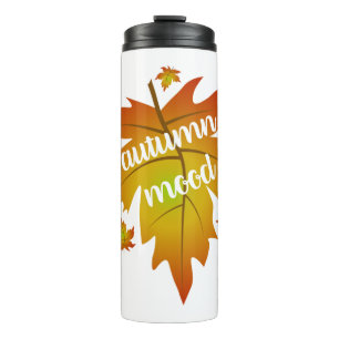 Autumn mood typography maple leaves thermal tumbler