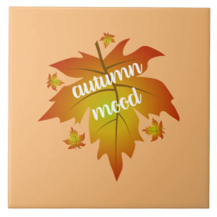 Autumn mood typography maple leaves tile