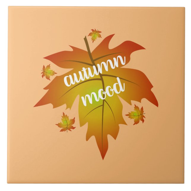 Autumn mood typography maple leaves  tile (Front)