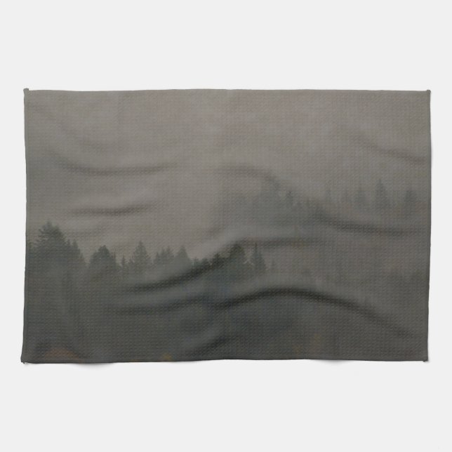 Autumn Moods Misty Forest Photo Art Nature Scene Tea Towel (Horizontal)