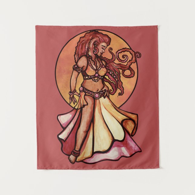 Autumn Moon Belly Dancer Goddess Tapestry (Front)