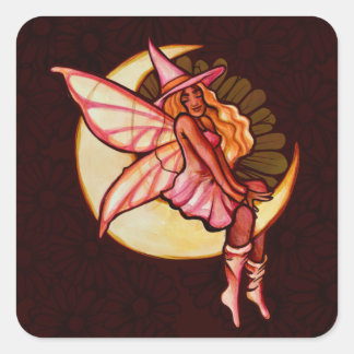 Autumn Moon Fairy Witch Daisy Artwork MoonChild Square Sticker