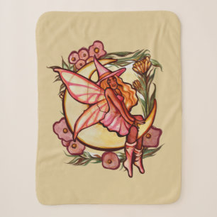 Autumn Moon Fairy Witch Fall Fairies Sherpa Blanket