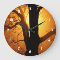 Autumn Moon Shining Through the Tree Wall Clock