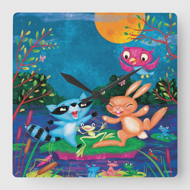 Autumn Moon Square Wall Clock (Front)