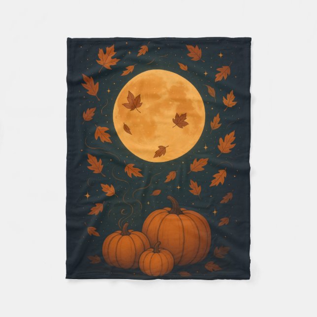 Autumn Moonlight Pumpkin Blanket – Cosy Fall Decor (Front)