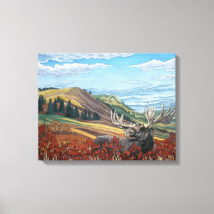 Autumn Moose Landscape Painting Art Prints