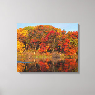 autumn morning at marthaler park and pond  canvas print